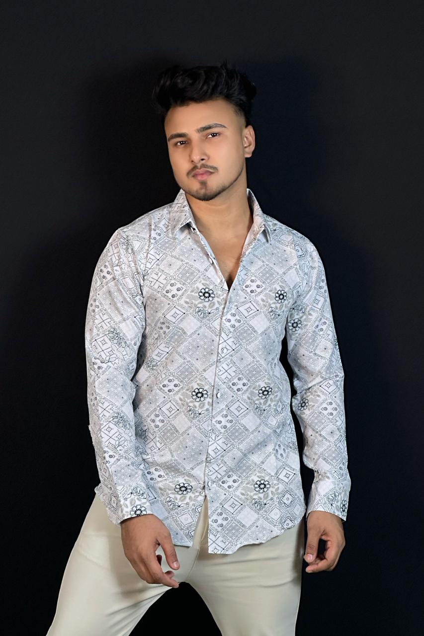 অ্যাশ অলিভ প্রিন্টেড শার্ট-Floral